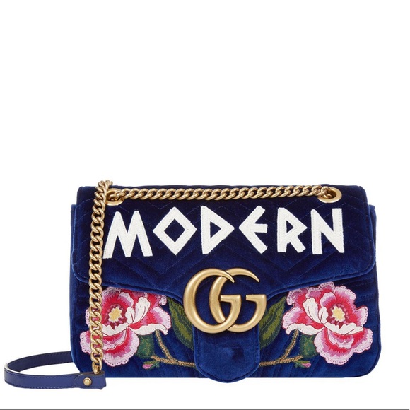 Gucci Marmont Velvet Shoulder Bag in Cobalt - Picture 1 of 8